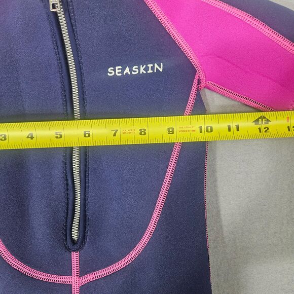 Seaskin Wetsuit Children's Size 4 Navy and Fusha Short Sleeve - Picture 5 of 5